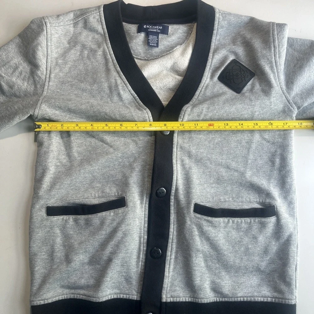 Roca Wear Cardigan sz M 8/10 Gray Retro Y2K Streetwear Hip Hop Urban Throwback